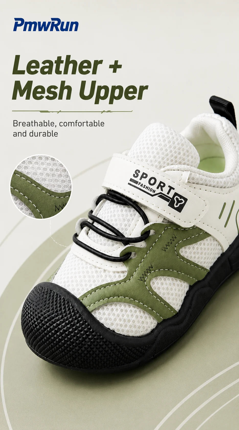 Toddler PU Leather Sneakers with Hook-and-Loop Closure