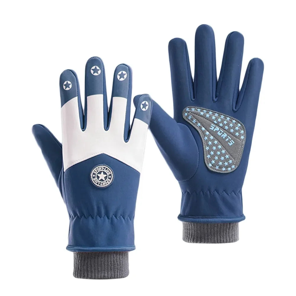 Kids' Velvet-Lined Winter Gloves – Non-Slip Cycling & Ski Gloves (Ages 7–13)