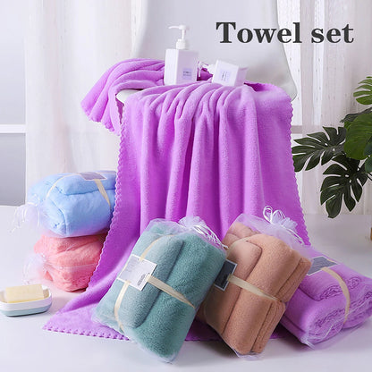 2-teiliges Korallenfleece-Badetuch-Set – Badetuch & Handtuch