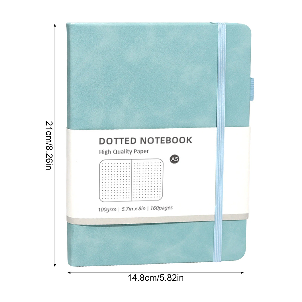 A5 Hardcover Notebook Macaron Colors Business Planner with Elastic Band Dot Grid and Lined Pages Portable Durable for School