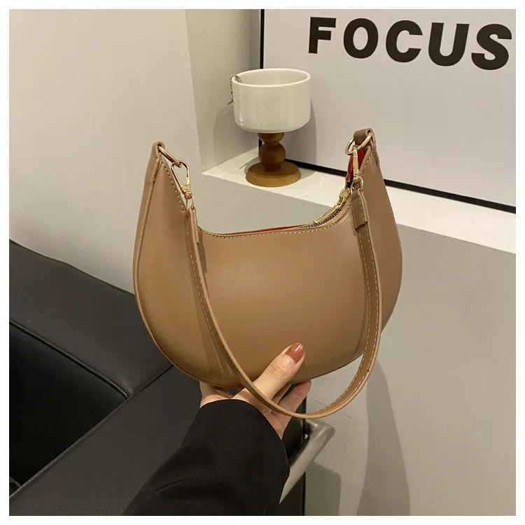 Women's Crescent Moon Shoulder Bag – Soft Vegan Leather Handbag