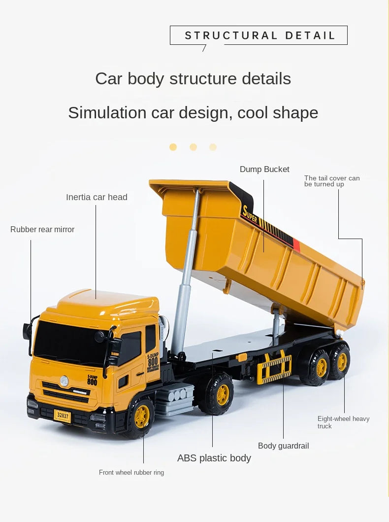 Large Dump Truck Toy with Unloading Bed – Realistic Construction Model