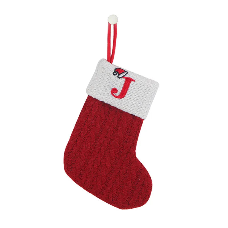 Knitted Initial Christmas Stocking – Letter A–Z Personalized