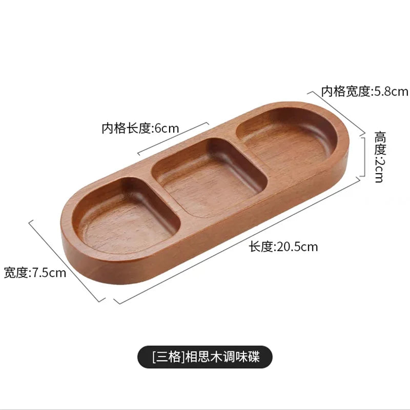 Solid Wood Divided Condiment & Snack Tray