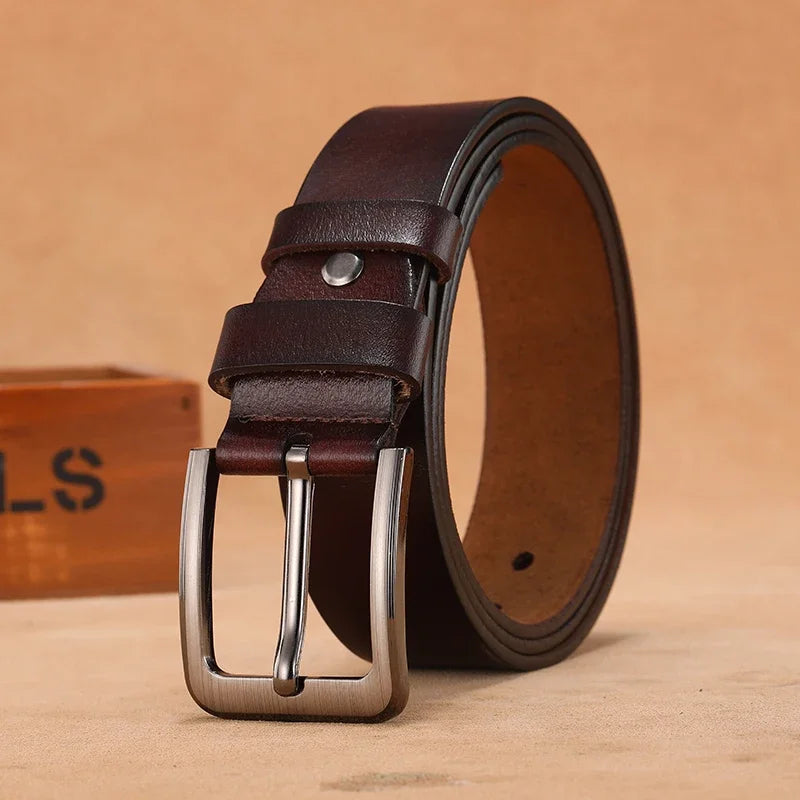 Men's Big & Tall Leather Belt – Pin Buckle, 105–170 cm
