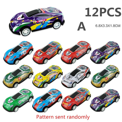 12 coches de carreras de aleación con mecanismo de retroceso – Set de coches de metal fundido a escala 1:64 para niños
