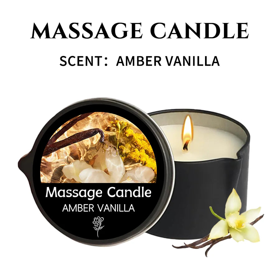 Amber Vanilla Massage Candle, Soy Wax Scented Candles - Ideal for Creating Relaxing Ambience & Holiday Gifting, Gifts for Women