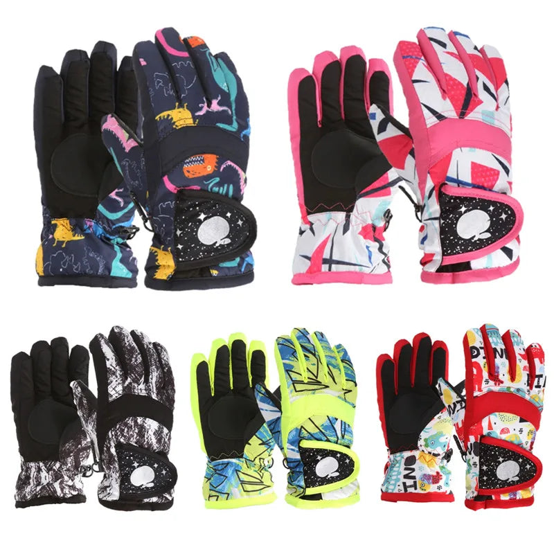 Kids' Adjustable Fleece-Lined Ski Gloves – Ages 3–7