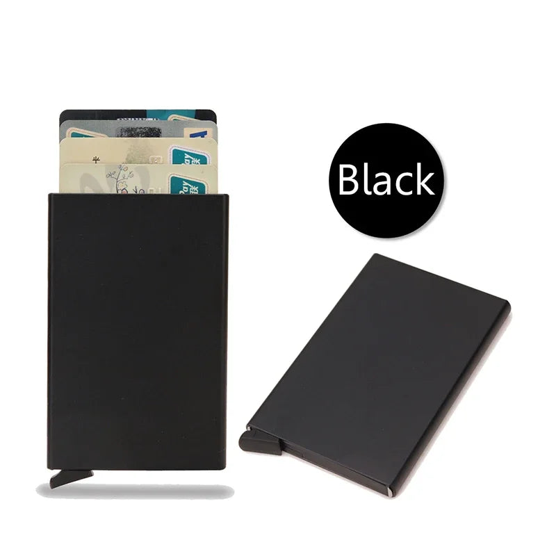 Slim Metal RFID Card Holder – Pop-Up Minimalist Wallet for Men & Women