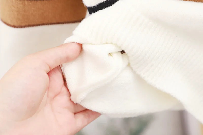 Boys' Striped High Collar Knit Sweater - Full Sleeve Winter Knitwear, Ages 2-6