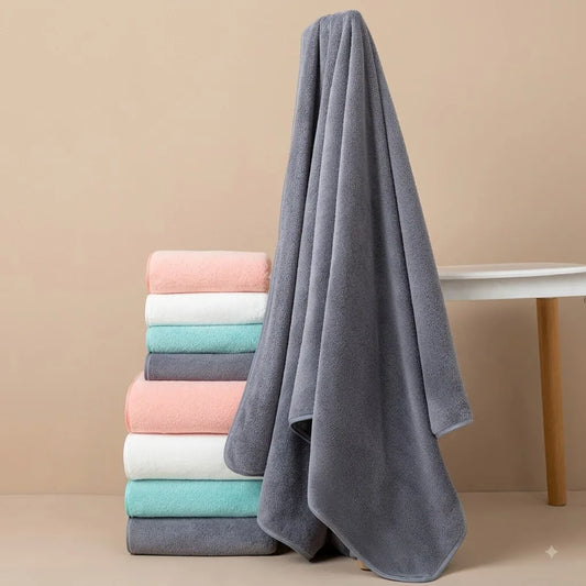 Grey Coral Fleece Towel Set – Bath Towel & Hand Towel