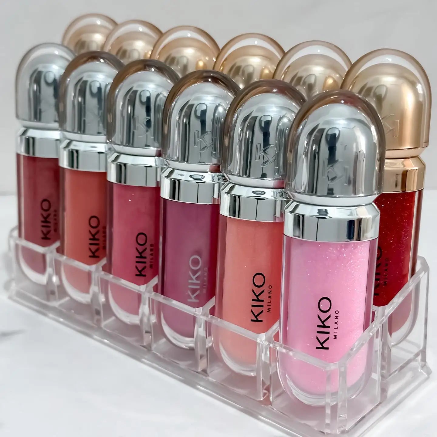 Original Kiko 3D Mirror Lip Glaze Waterproof Non Fading and Non Stick Cup Gentle Bean Paste Color Fine Shiny Point Charm Red