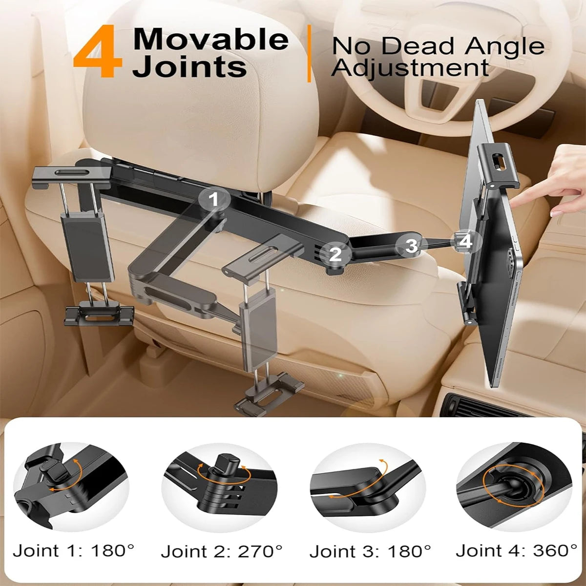 Adjustable Car Headrest Tablet & Phone Holder