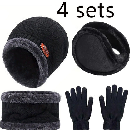Winter Hat, Scarf & Gloves Set – Fleece-Lined Beanie Set, Kids & Adults