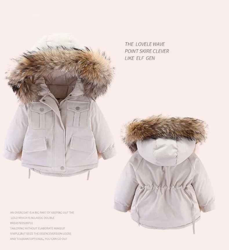 Autumn Winter Down Jacket for Girl Clothes Kids Overalls Snowsuit Baby Boy over Coat Toddler New Clothing Set Parka Real Fur