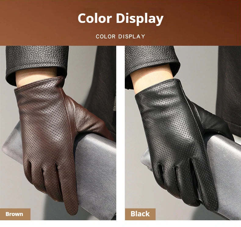 Men's Genuine Sheepskin Leather Gloves – Touchscreen Winter Gloves