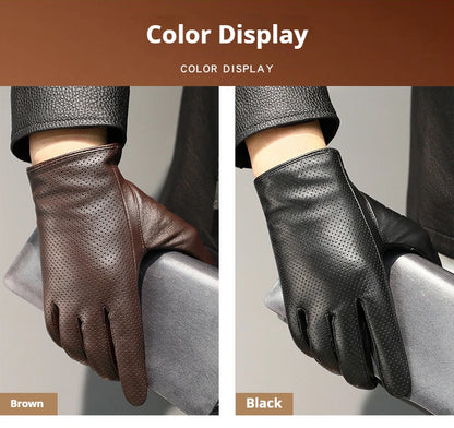 Guantes de cuero de oveja auténtico para hombre – Guantes de invierno para pantalla táctil