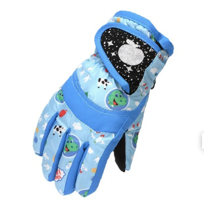 Kids' Adjustable Fleece-Lined Ski Gloves – Ages 3–7