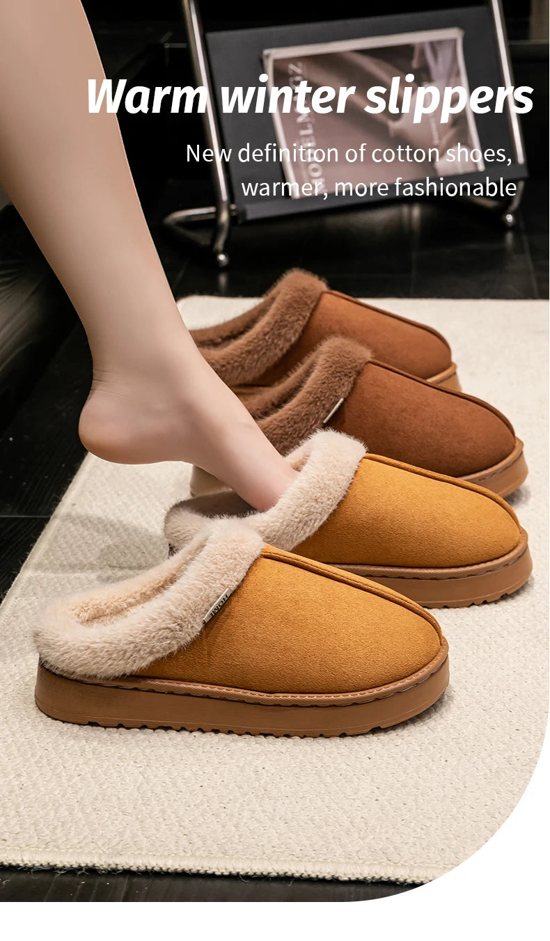 Women's Fluffy Winter Slippers – Warm Non-Slip House Slippers