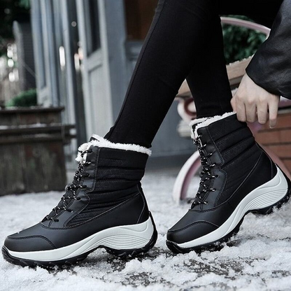 Botines de cuña con plataforma y forro de felpa para mujer AZGB