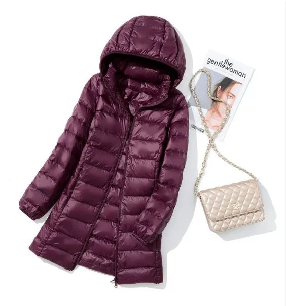 2025 9 Colors Plus Size 5xl 6XL 7XL Womens Down Jackets Long Ultra Light Thin Casual Coat Puffer Jacket Slim Remove Hooded Parka