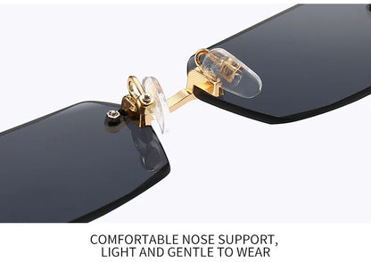 Rimless Rectangle Sunglasses | Trendy Small Square Summer Shades