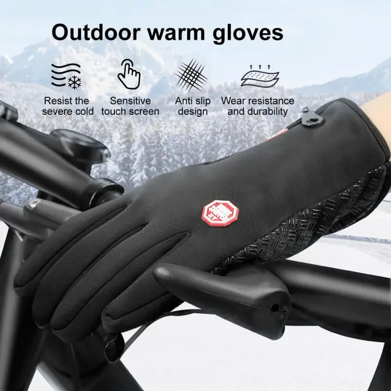 Men's Windproof Touchscreen Winter Gloves with Zip Cuff