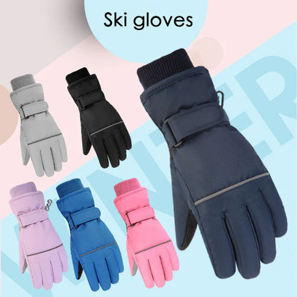 Gefütterte Skihandschuhe für Kinder – Plüschgefütterte Schneehandschuhe (Alter 4–13)
