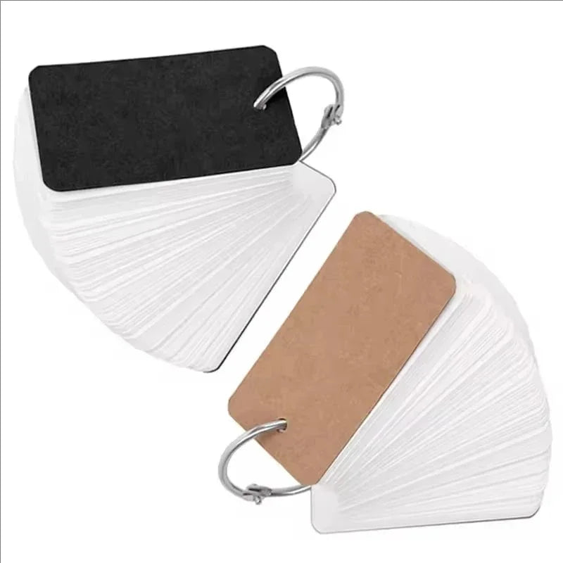 Kraft Paper Blank Flashcards with Binder Rings Spiral Notepads Detachable Kids Mini Notebooks Study Cards Book Kawaii Stationery