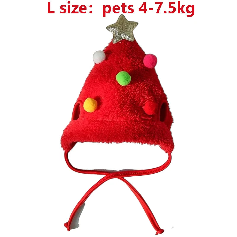 Christmas Pet Costume Set – Santa or Reindeer Hat with Scarf for Cats & Small Dogs