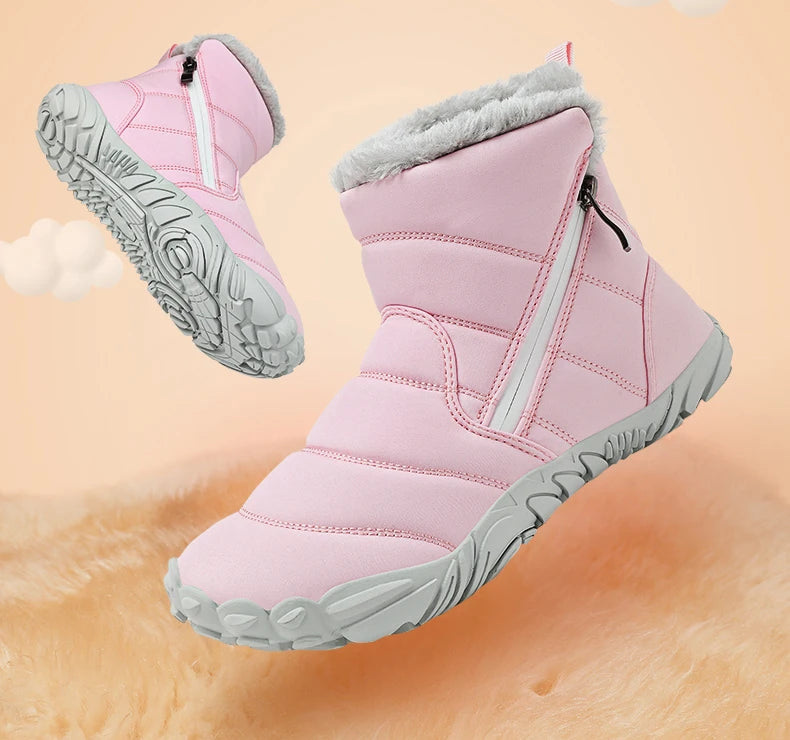 2026 Kids Wide Toe Barefoot Snow Boots Boys Girls Winter Shoes Outdoor Waterproof Sneakers Girls Boys Non-Slip Warm Snow Boots