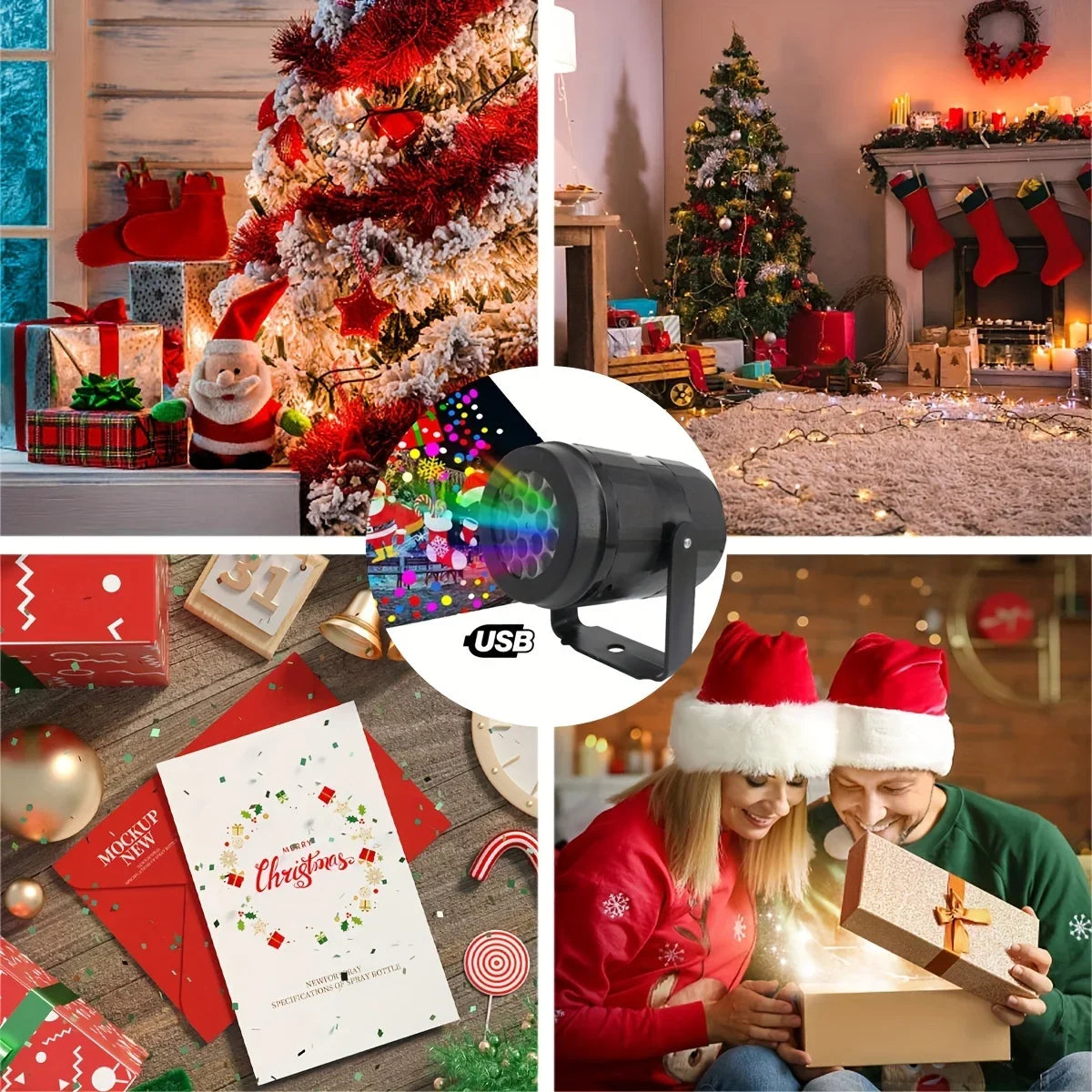 Snowflake Christmas Projector Light – 16 Rotating Holiday Patterns