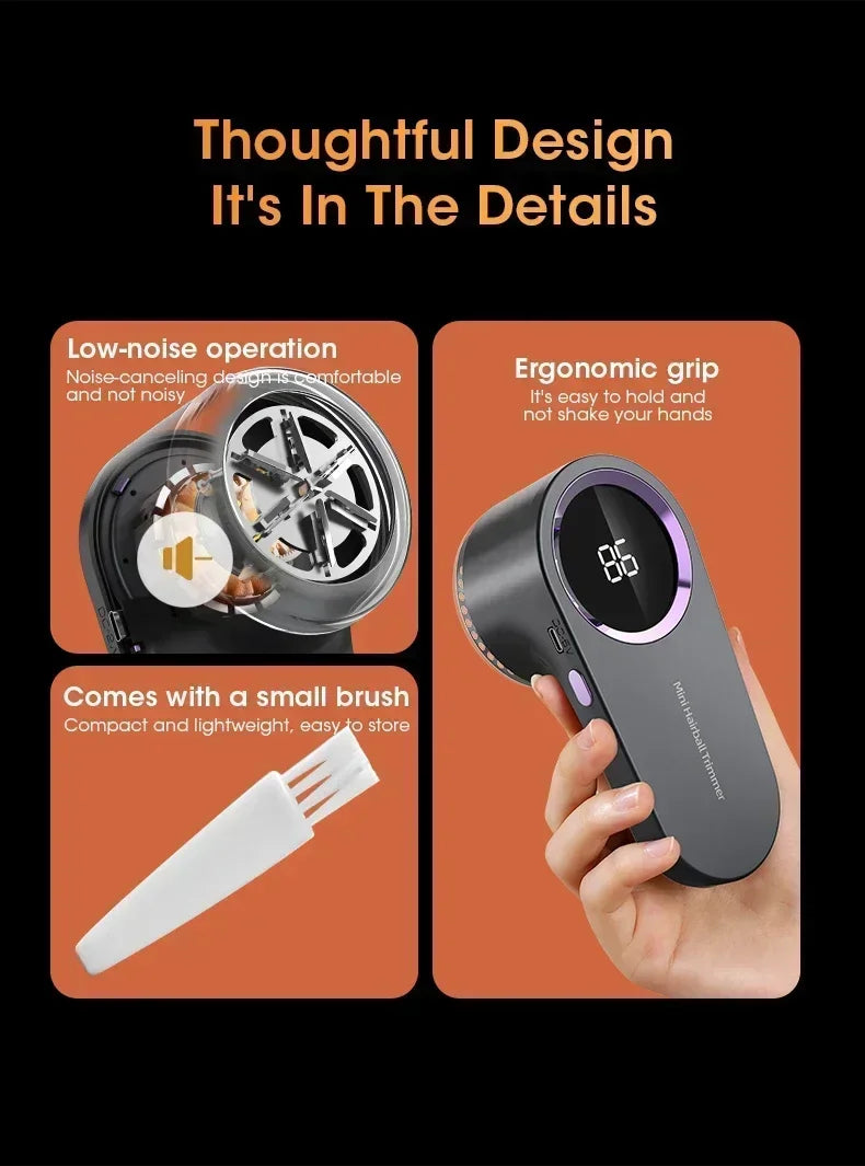 Electric Lint Remover Electric Hairball Sweater Trimmer Type-C USB Charging Convenient Smart LED Pellet Cutter Fast Household