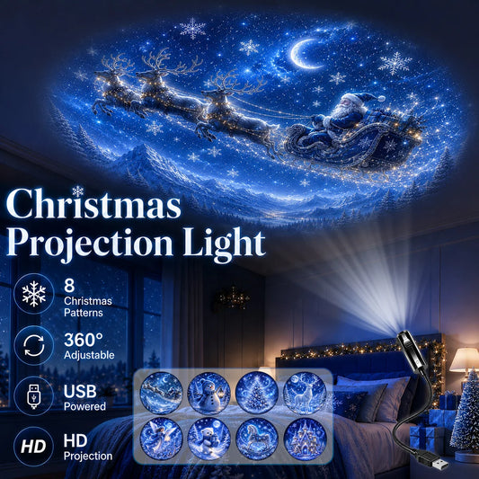8-Pattern Christmas Projection Night Light