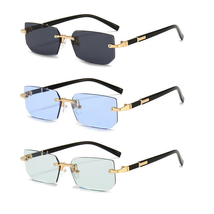Rimless Rectangle Sunglasses | Trendy Small Square Summer Shades