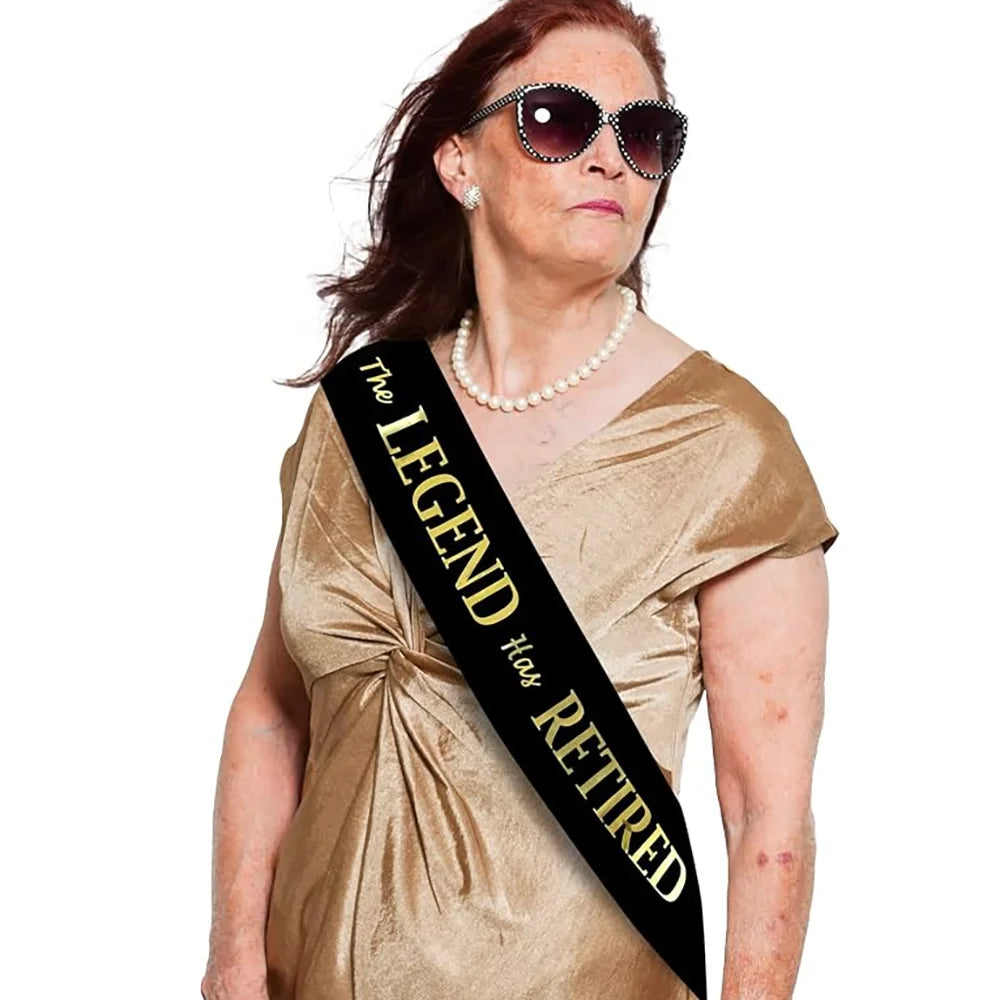 "The Legend Has Retired" Sash – Black & Gold Retirement Party Sash