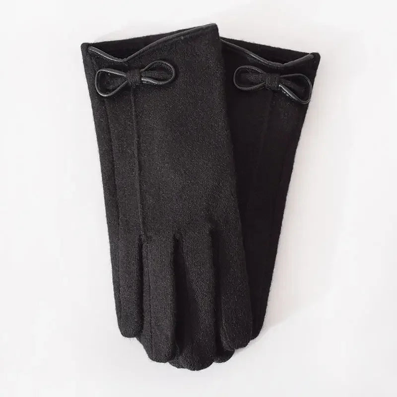 Women's Cashmere-Style Touchscreen Gloves with Bow