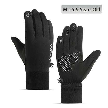Fleecegefütterte Winter-Touchscreen-Handschuhe für Kinder – Rutschfest (Alter 5–14)