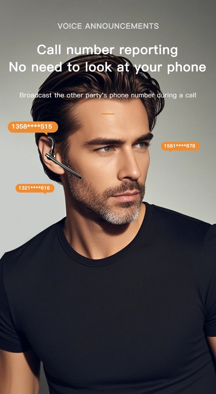 Single-Ear Bluetooth Headset – Hands-Free Business Earpiece with Mic