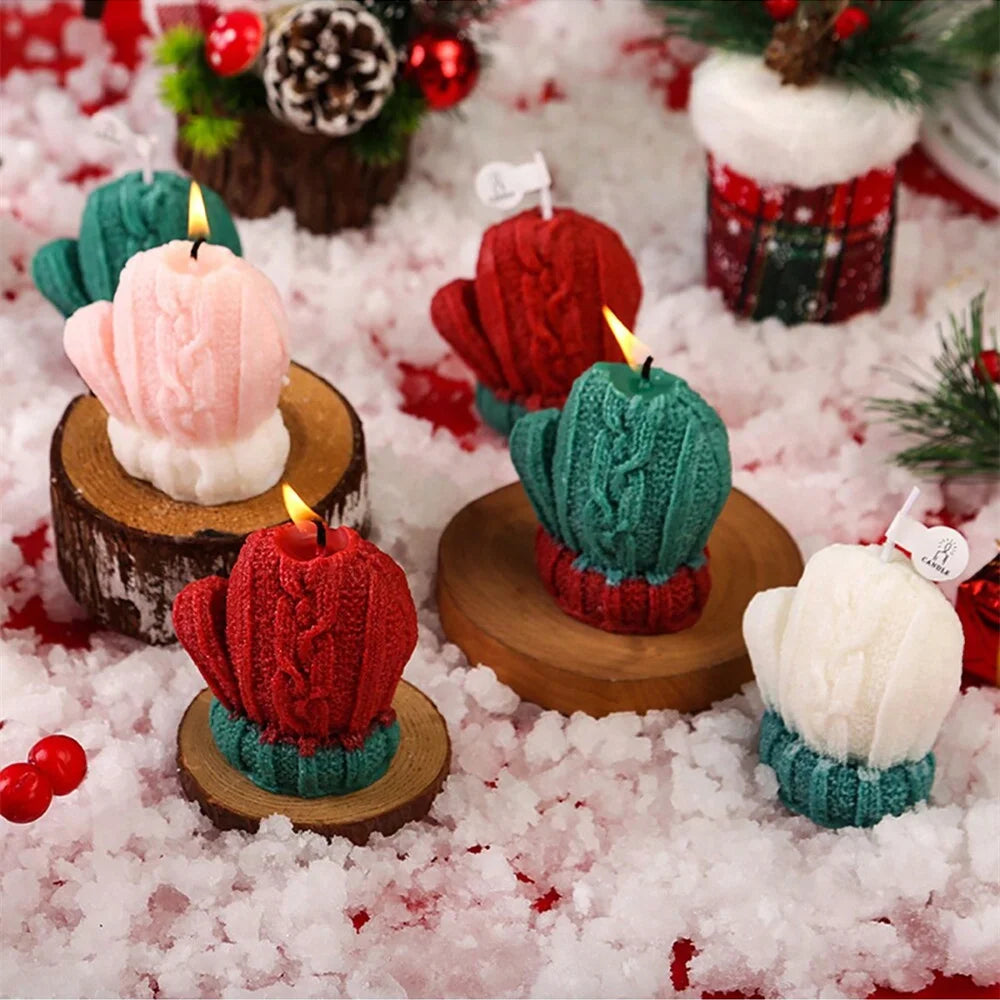 Christmas Gloves Scented Candle for Weddings Birthdays New Year Gift Photoprops Aromatherapy Candles Home Festive Ambiance Decor