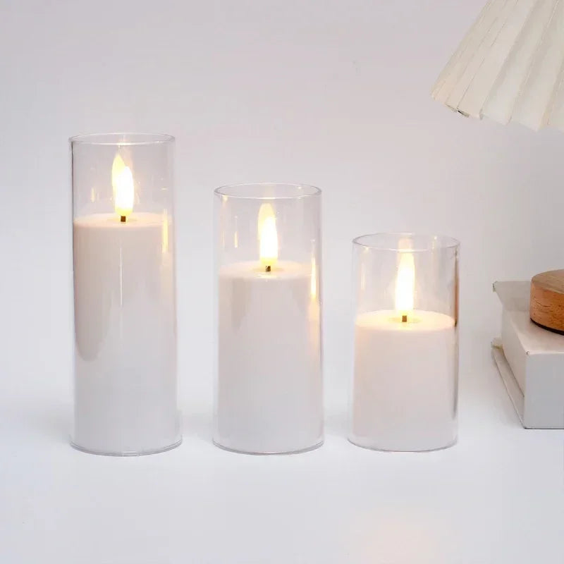 Flickering LED Flameless Candles – Real-Look Acrylic Set with Remote & Timer