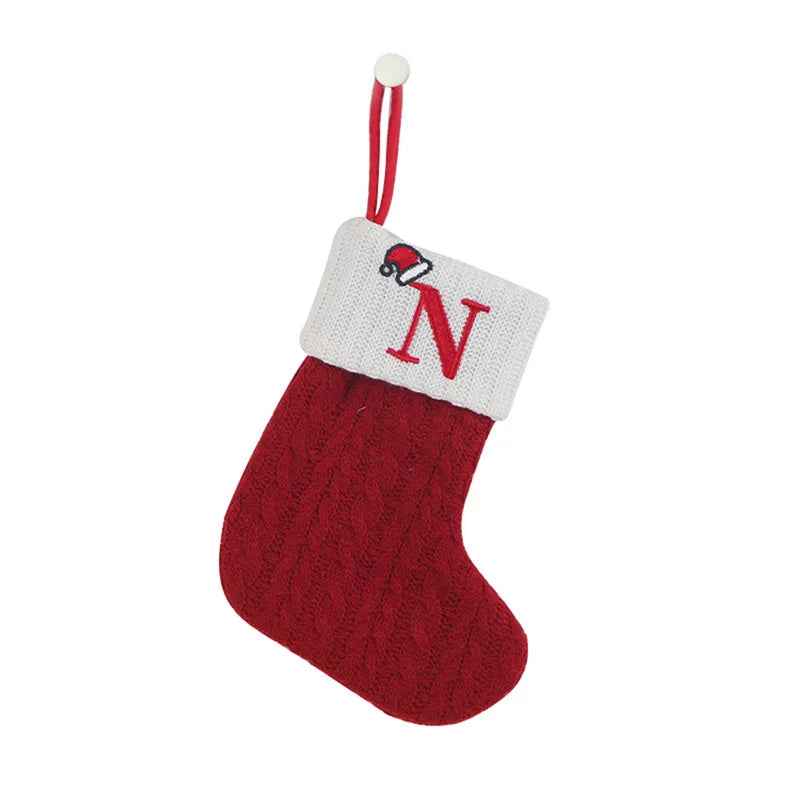 Knitted Initial Christmas Stocking – Letter A–Z Personalized