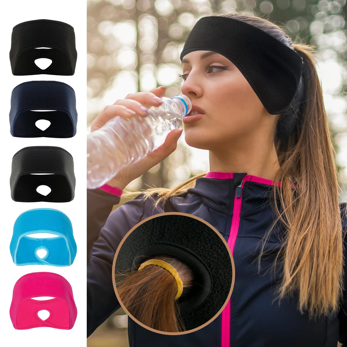 Ponytail Ear Warmer Headband – Windproof Winter Running Headband