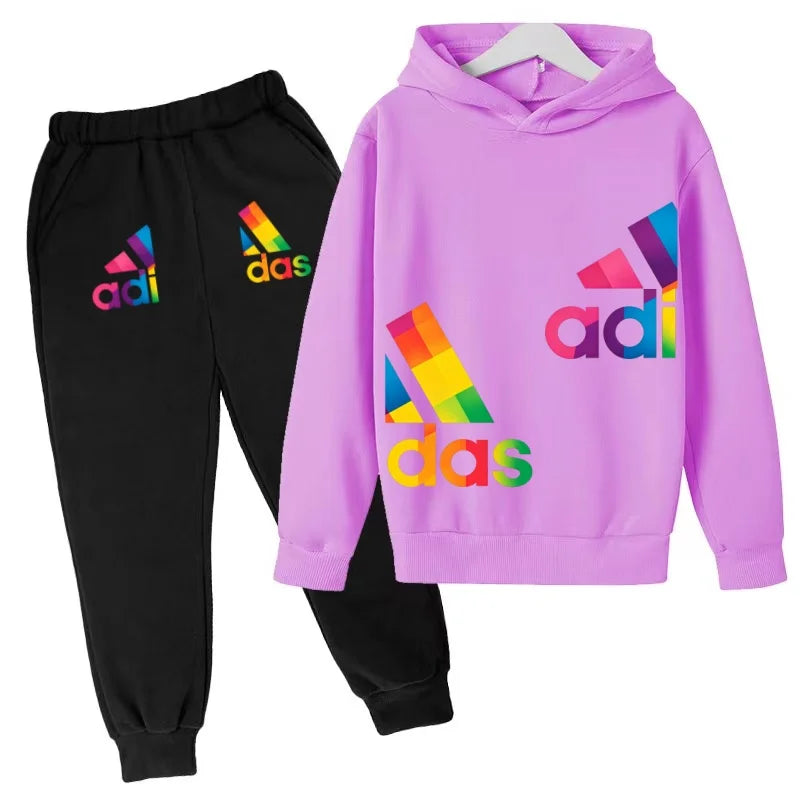 Kids' Printed Sweatshirt & Pants Set - 2-Piece Casual Sports Outfit, Ages 3-12