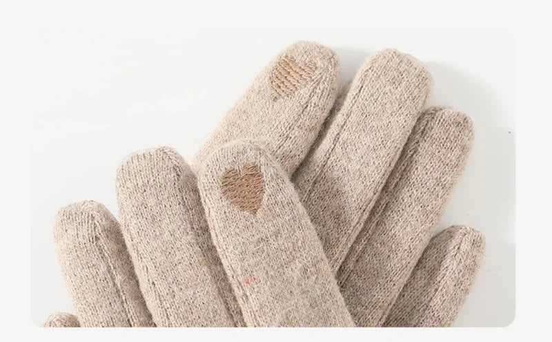 Women's Knit-Cuff Plush Touchscreen Gloves