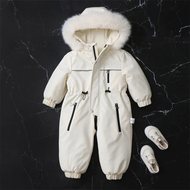 Children Winter Jumpsuit Thicken Boys Ski Suit Warm Baby Snowsuit Waterproof Boys Overalls Hooded Girls Jacket Clothes 2-5Years