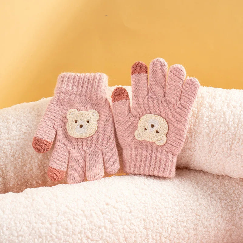 Toddler Bear Knit Gloves – Thick Warm Winter Gloves (Ages 2–6)