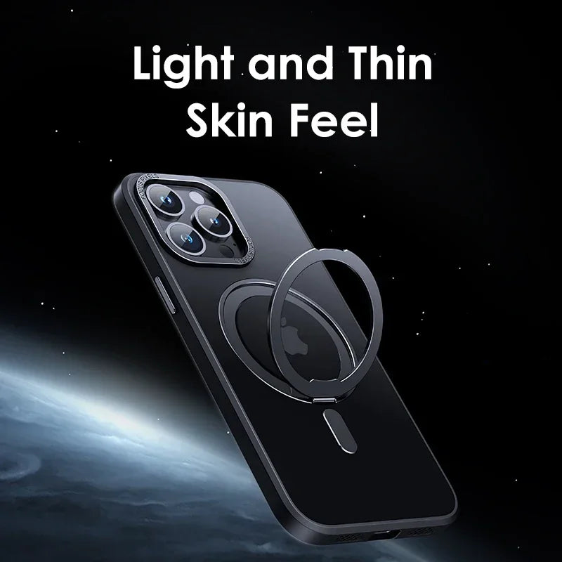 Magnetic iPhone Case with 360° Rotating Ring Stand