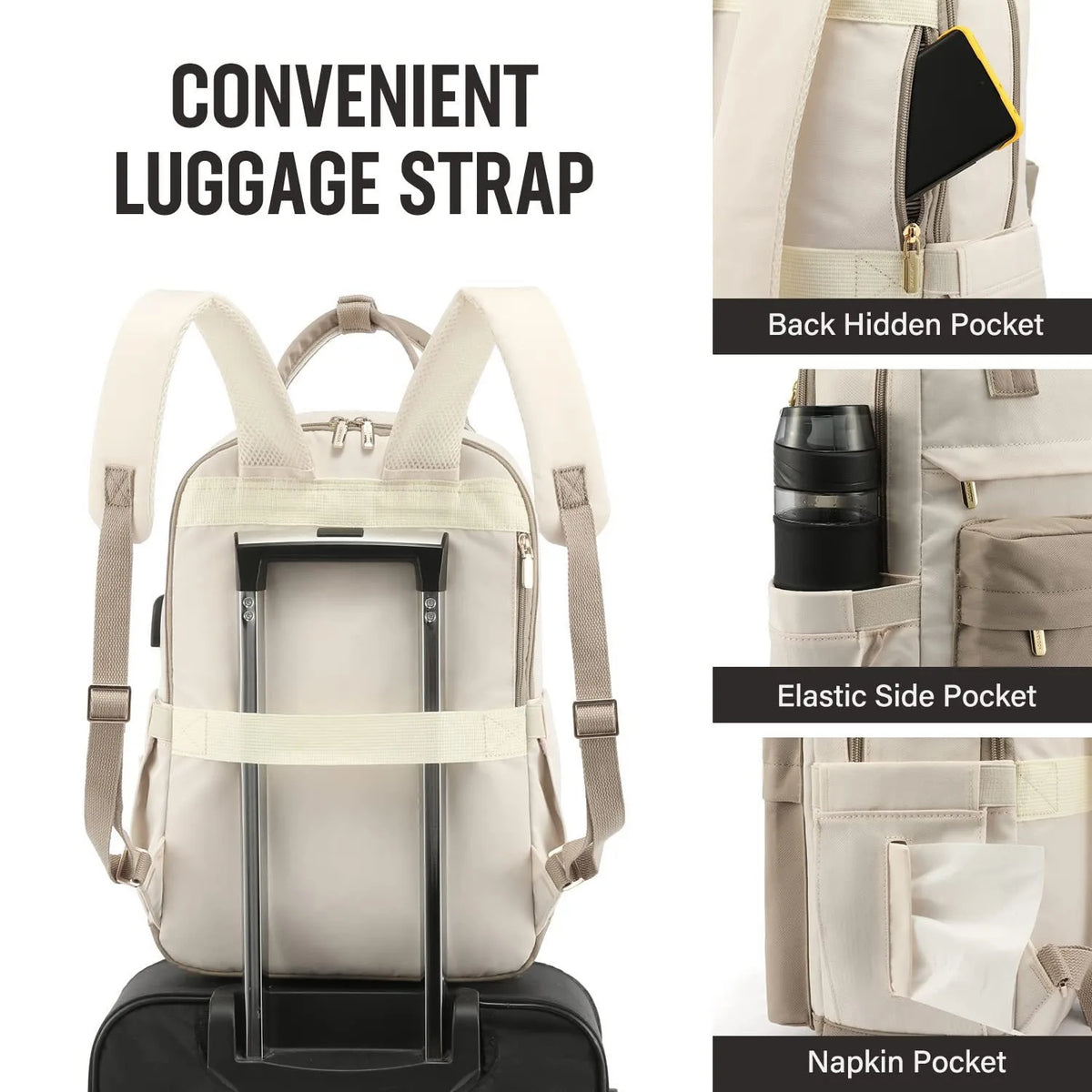 14"-15" Laptop Backpack with USB Charging Port - Tear-Resistant Business Daypack