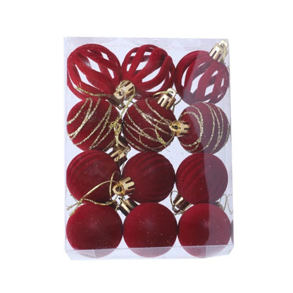 Palline di Natale in velluto – Sferette vintage da 4 cm, set da 6 o 12